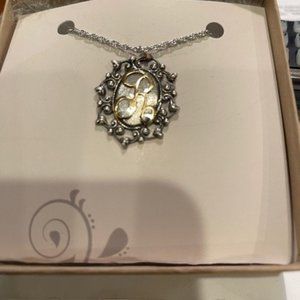 Victorian style Initial "R"" silver necklace